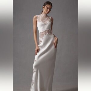 Shona Joy High Neck Stratus Lace Slim Dress